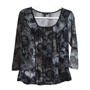 Sami & Jo Y2k Gothic Velvet Burnout Corset Fairycore 3/4 Sleeve Top Size L